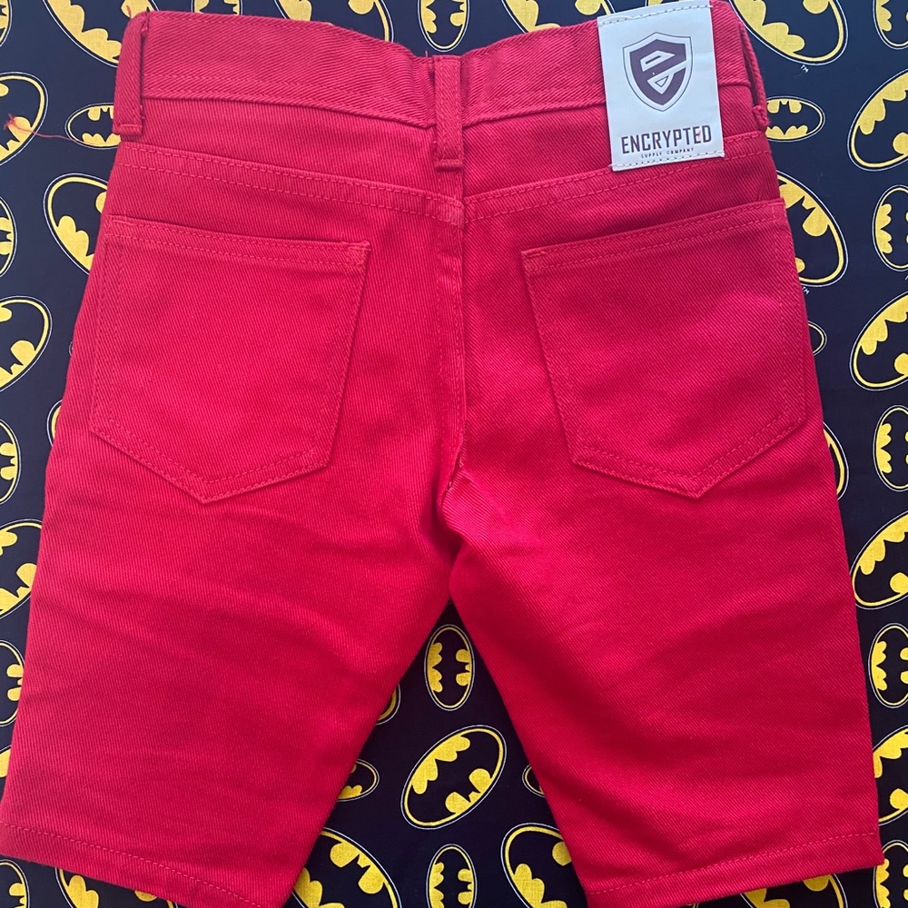 Red Jean Shorts - Picture 2 of 2